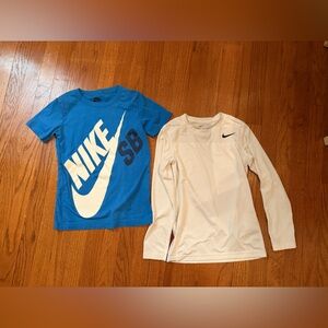 Nike Kids Blue Tee and White Long Sleeve Set Youth small